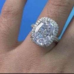 Excellent Halo Cushion Cut Simulated Diamond Engagement Ring