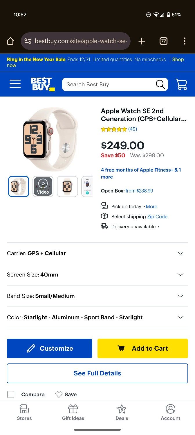 Apple Watch SE 2nd Gen (Wifi + Cellular