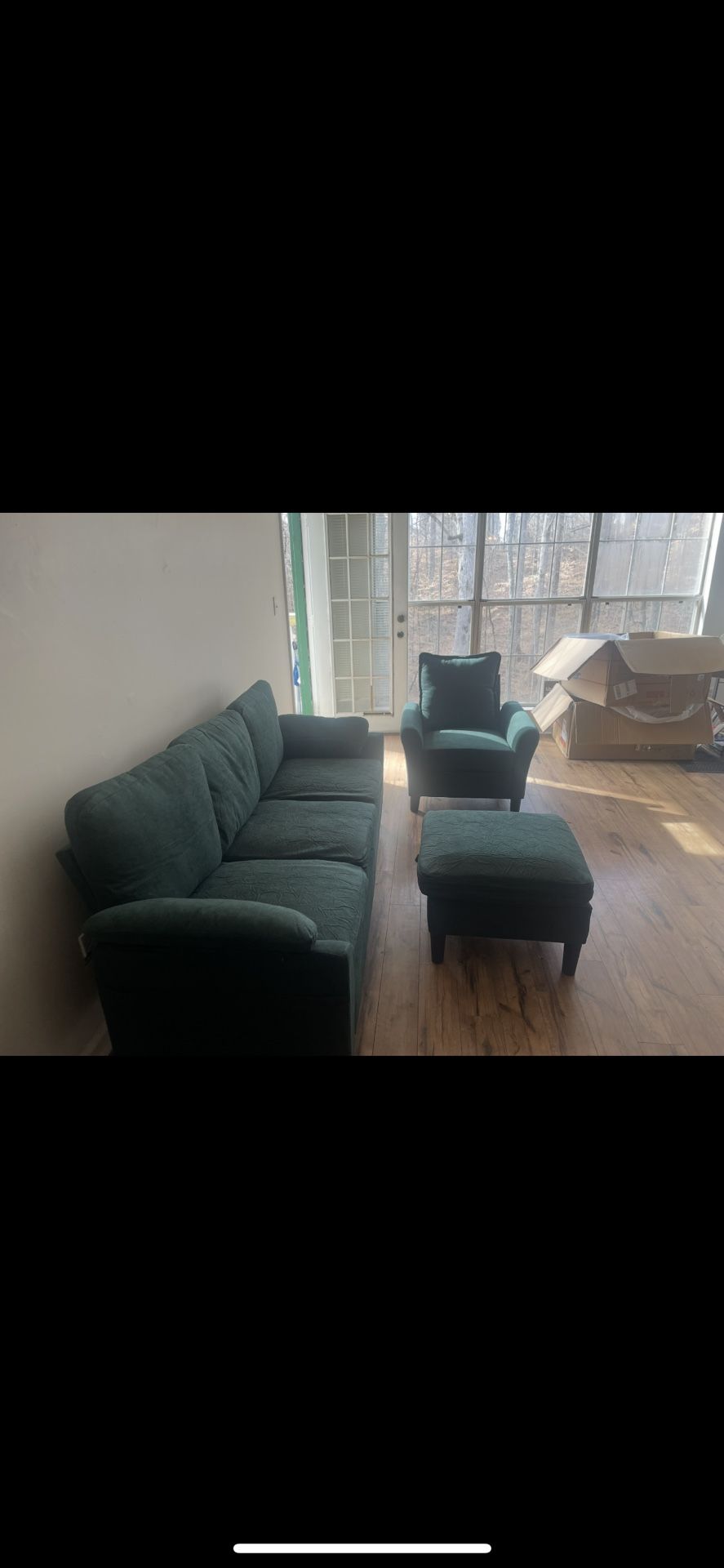 3 Seater (80’) Sofa Chair And Ottoman Set Green