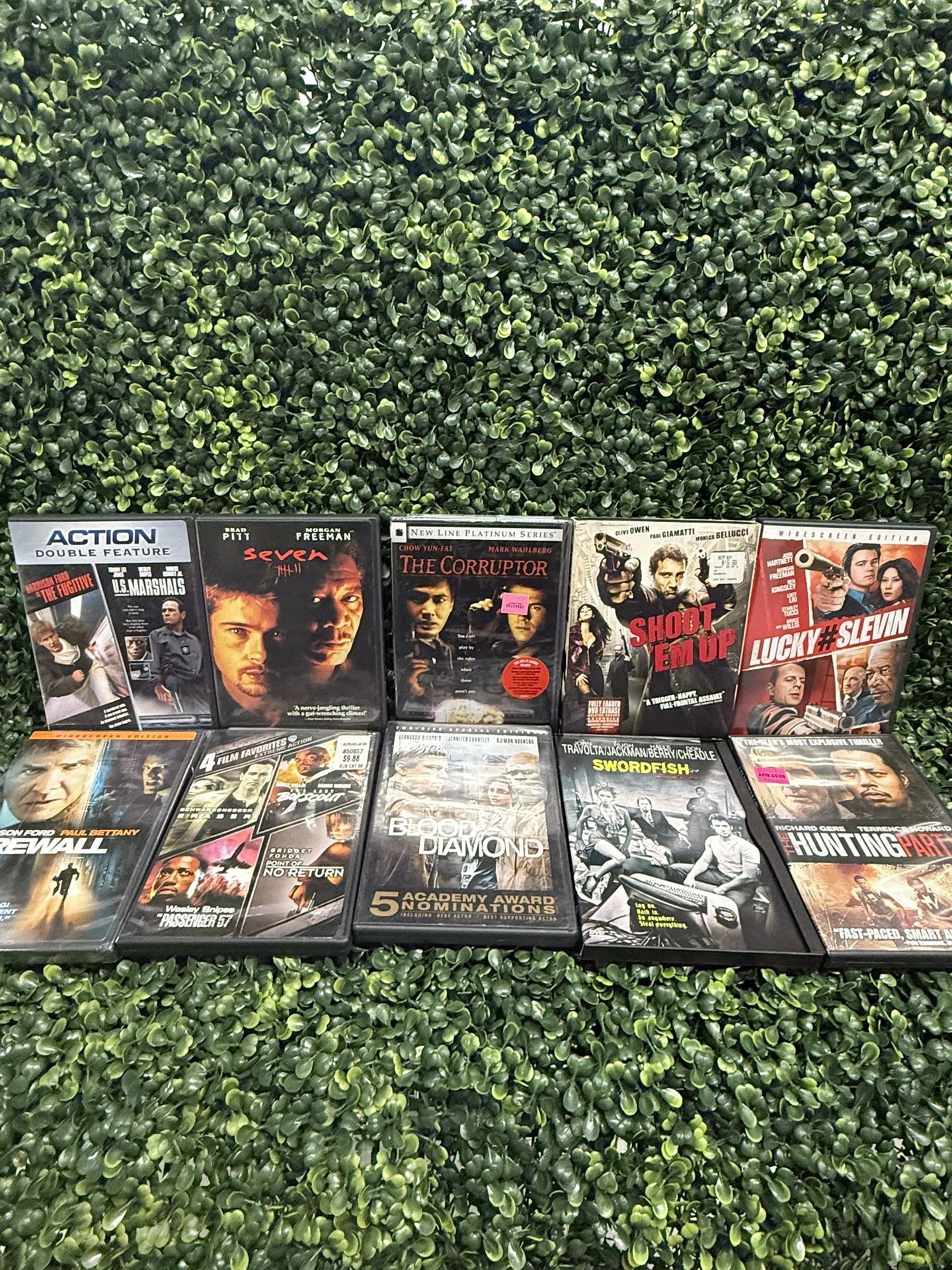 🔥 Action Thriller DVD Lot x10 – Se7en, Blood Diamond, Swordfish, Slevin (#1)