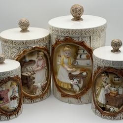 Sears, Roebuck And CO. Set Of 4 Canisters Vintage 1978 Pioneer Woman