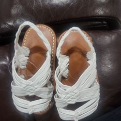 White Baby Girl Leather Sandals 