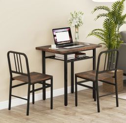 3-Piece Dining Table Set with 2 Chairs – Rustic Brown & Black