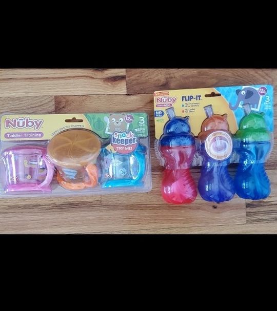 Nuby Toddler Set - Flip It Sippie Cups and Snack Keeper