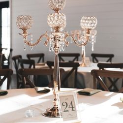 15 WEDDING Golden 5 Arm Candelabras 29” Tall