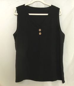 SHEIN Black Tank Top with Brown Button-Detail XL