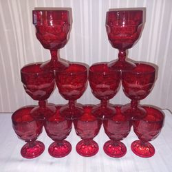 12 Beautiful Red Ruby Water Goblet Drinking Glasses