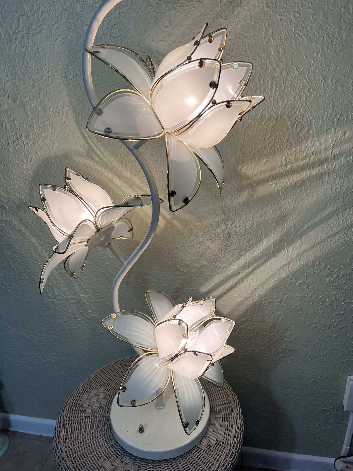 Pair of Vintage Lotus Flower Lamps