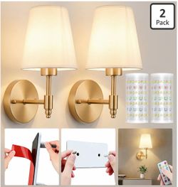 Battery Operated Wall Sconces (Set of 2) – Brass – Like New