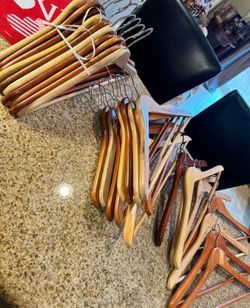 Wood clothing hangers