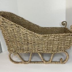 Wicker Rattan Woven Sleigh Decor