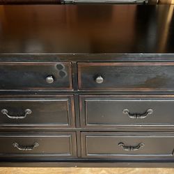 Solid wood 6 drawers dresser black/espresso L54”*D18”*H36”(address in description)