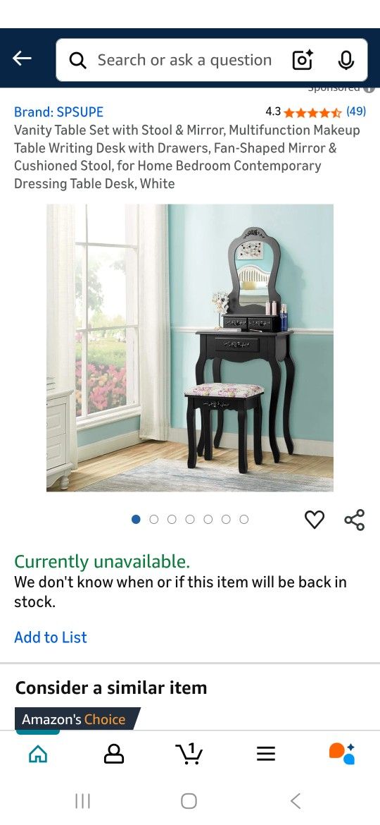 Makeup Dressing Table and Bench 3 Drawers