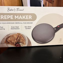 Nuevo…. Baker's Friend Máquina para hacer crepas con apagado automático, fabricante de crepas portátil con placa de inmersión antiadherente, control a