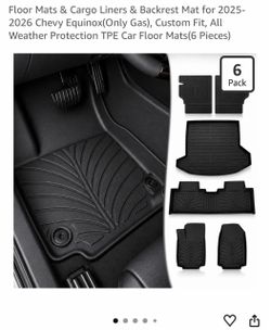 Floor Mats & Cargo Liners & Backrest Mat for 2025-2026 Chevy Equinox(Only Gas), Custom Fit, All Weather Protection TPE Car Floor Mats(6 Pieces)