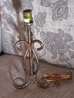 Metallic Gold Metal Table Lamp Base, Corded, Rotary Switch, Scroll Foot 13”