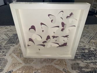 IKEA Olunda White and Purple Butterfly 3D Framed Art-NEW