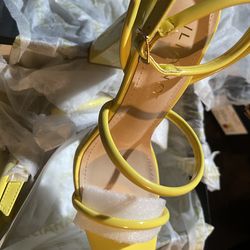 New yellow chunky heels