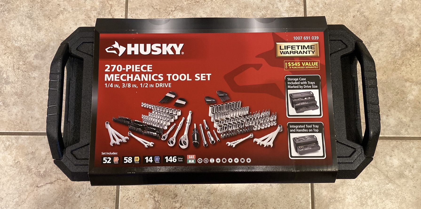 NEW HUSKY Mechanics Tool Set w/ 1/4, 3/8, & 1/2 in. DRIVES (270-Piece)