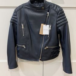 NWT Paul Smith Women’s Navy Leather Jacket Size 44 EU (MSRP $1495)