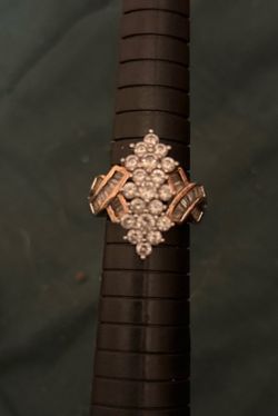 PAJ Marquise Round Cluster Cocktail Channel Baguette Two Tone Ring Size 6 (Six)