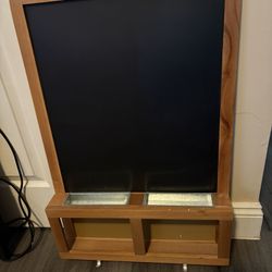 Hanging chalkboard message center with hooks