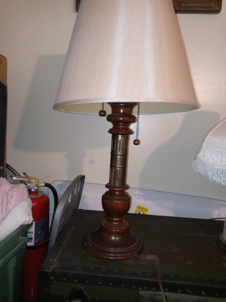 Vintage brass and wood lamp