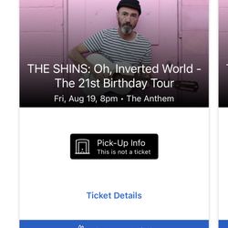 Shins At Anthem Friday 8-19, RESERVED SEATS