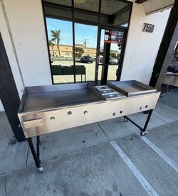 Plancha de 36” con 3 Charolas Baño María y Vaporera de 24”