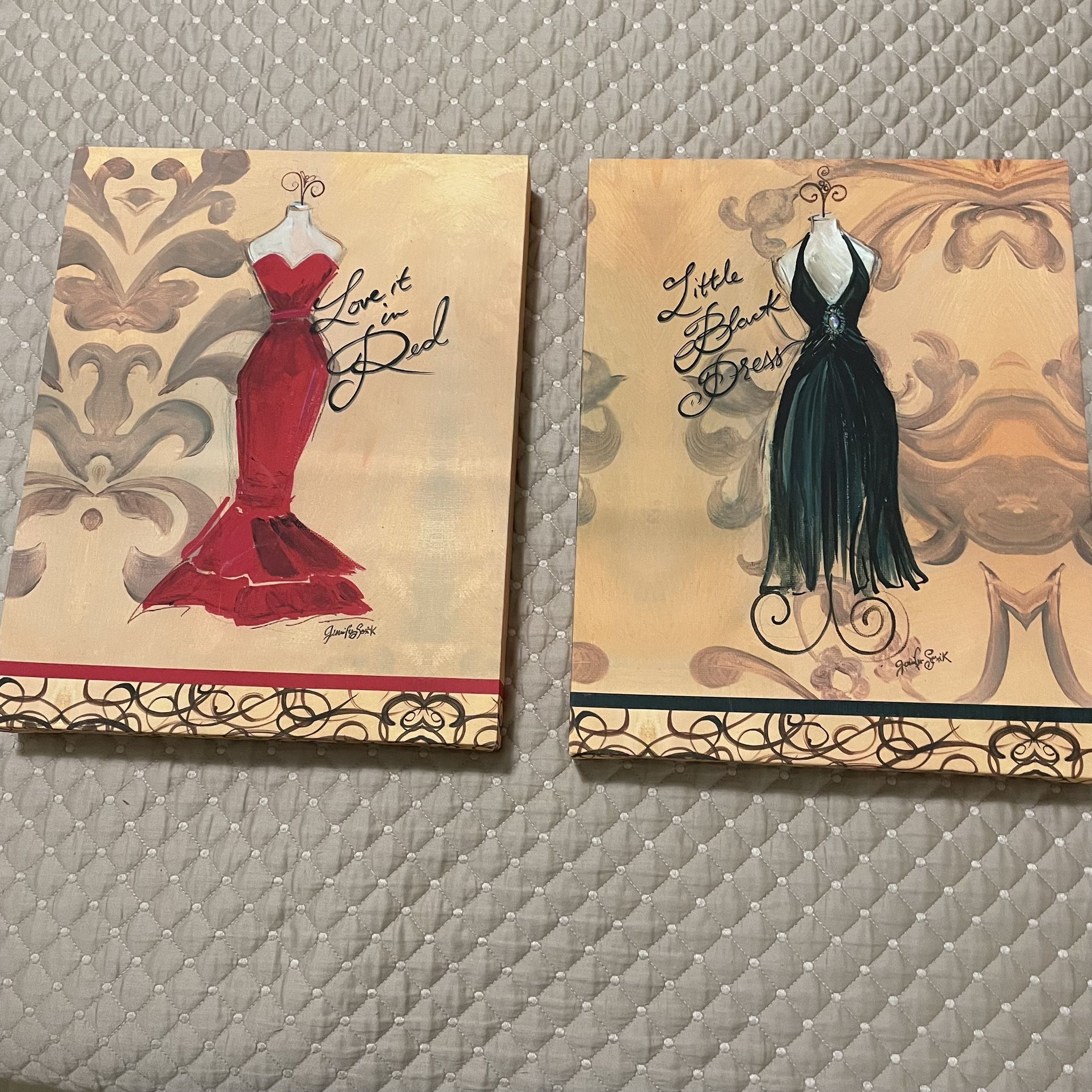 Set Of Printed Canvas Dress Fashion Motive 11x14 Each