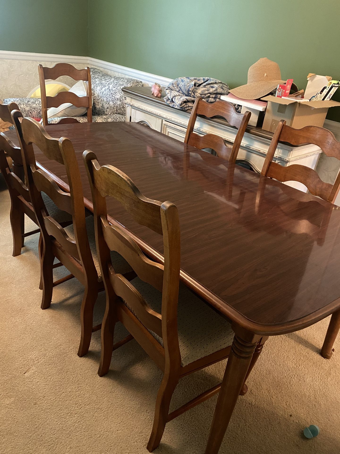 Wooden Dining Table And 6 Chairs