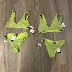 Kendall & Kylie Green 2 Piece Swimwear Bikini Bathing Suits Women’s Size Large  