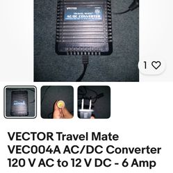 VECTOR Travel Mate VEC004A AC/DC Converter 120 V AC to 12 V DC - 6 Amp