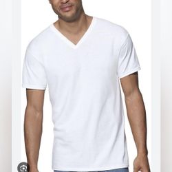 Hanes Men's White V-Neck Tee