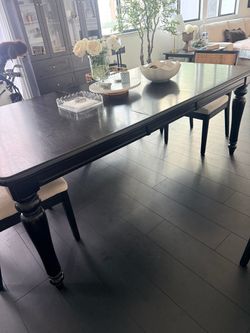 Vintage inspired black brown dining table