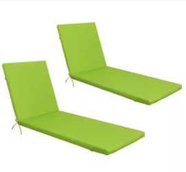 Otryad 47 x 28 2-Piece Polyester Replacement Outdoor Lounge Chair Cushion, Patio Chaise Lounge Cushion with Back in Apple Green
