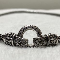 Oxidized Sterling Silver Foxtail Chain Necklace