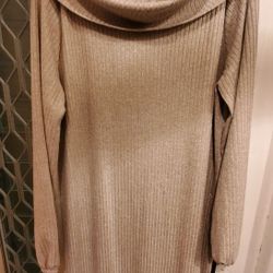 Ophelia Roe Golden Knit Beige New Dress - L