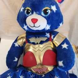 Build a Bear Wonder Woman Plush 18" Tall w/ Uniform W/ Cape