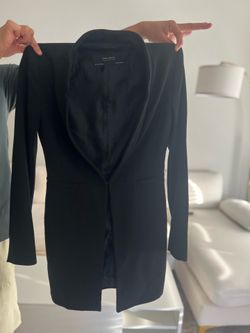 ZARA BASIC COLLECTION Black Collarless Open Front Blazer Women Size S