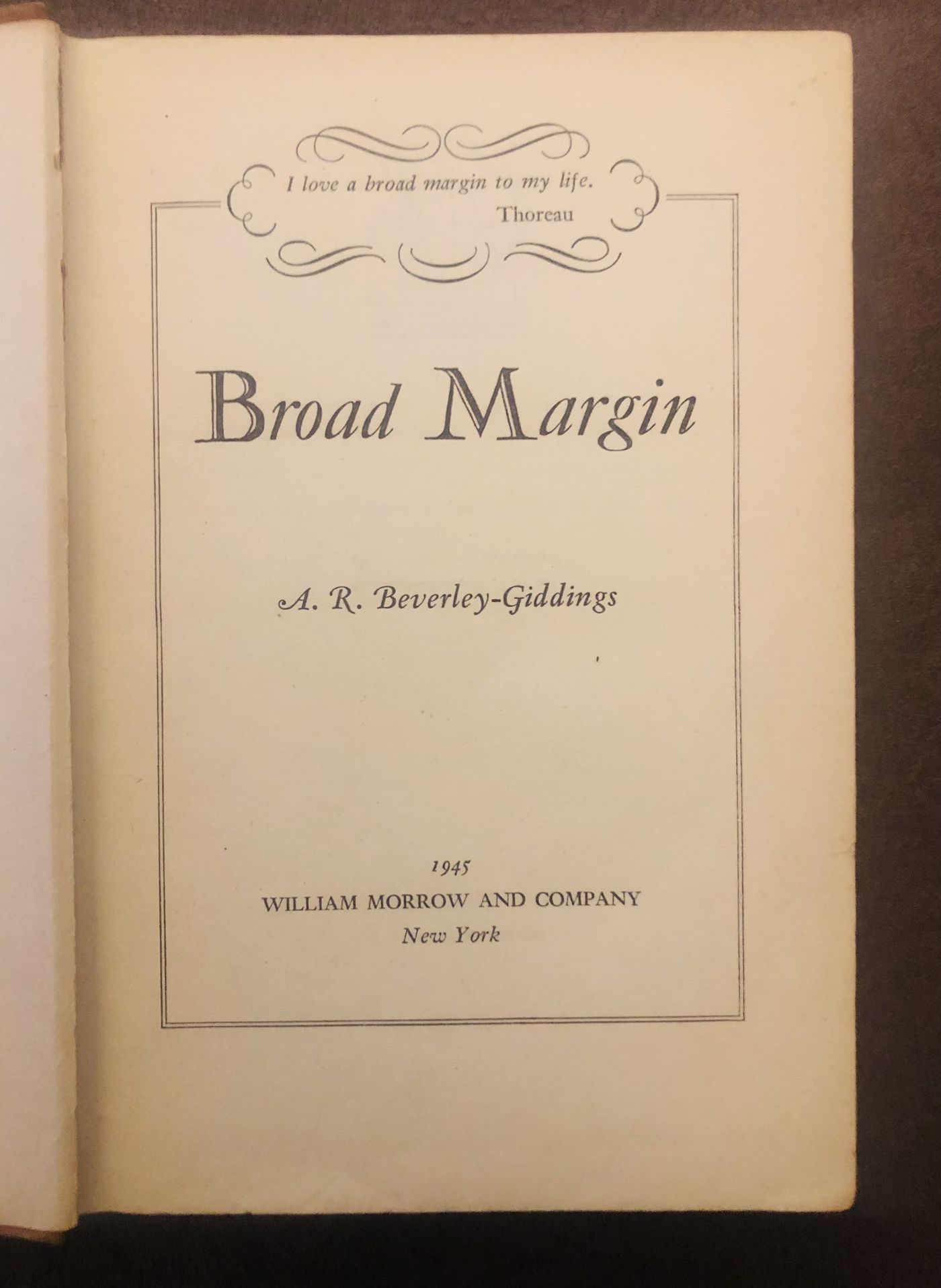 BROAD MARGIN First Edition 1945 HC Book By Beverly Giddings-A Wartime Book