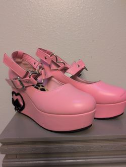 Cute Baby Pink Platform Mary Janes, Sz 7