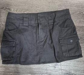 Black Cargo Mini Skirt