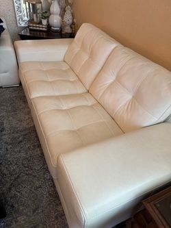 WHITE LEATHER ITALIAN COUCH AND CHAIRS - 3 PC - $800