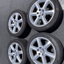 4 — 245/45r18  5x114.3 5x4.5 Stock Maxima Infiniti G35 G37 Q50 350z Altima Sentra Civic Camry Accord Tacoma Wheels Rims Good Tires!!