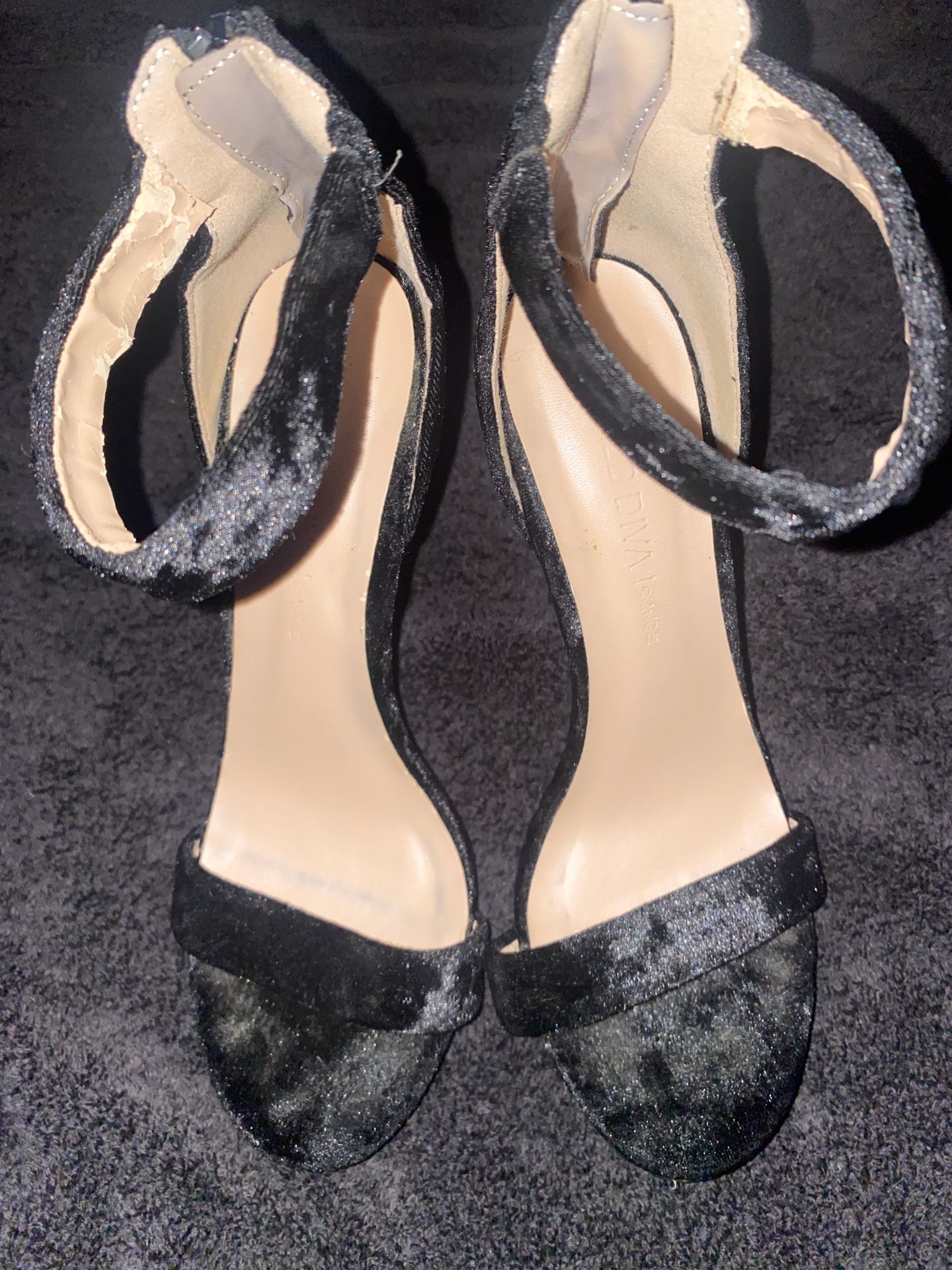 Elegant Black Velvet Women's Heels
