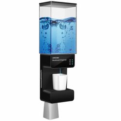 Automatic Mouthwash Dispenser For Bathroom 700mL(23.67 Oz),Wall Mounted Mouthwash Dispenser With Magnetic Cups,Perfect For Kids And Adults (Dull Black