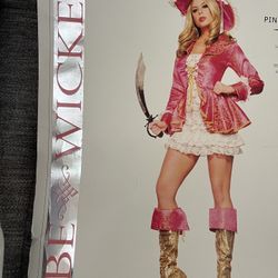 5 Piece Pink Pirate Costume (Small)