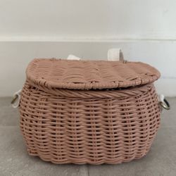 Olli Ella Mini Chari Rattan Bag- Rose
