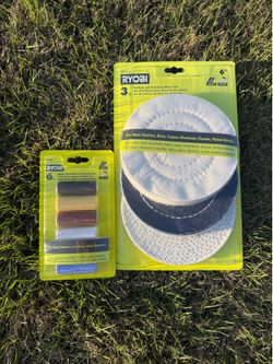 RYOBI A92301 6 in. Buffing Wheel Set 3-Piece x RYOBI Metal Cleaning Compound Set 6-Piece A92601